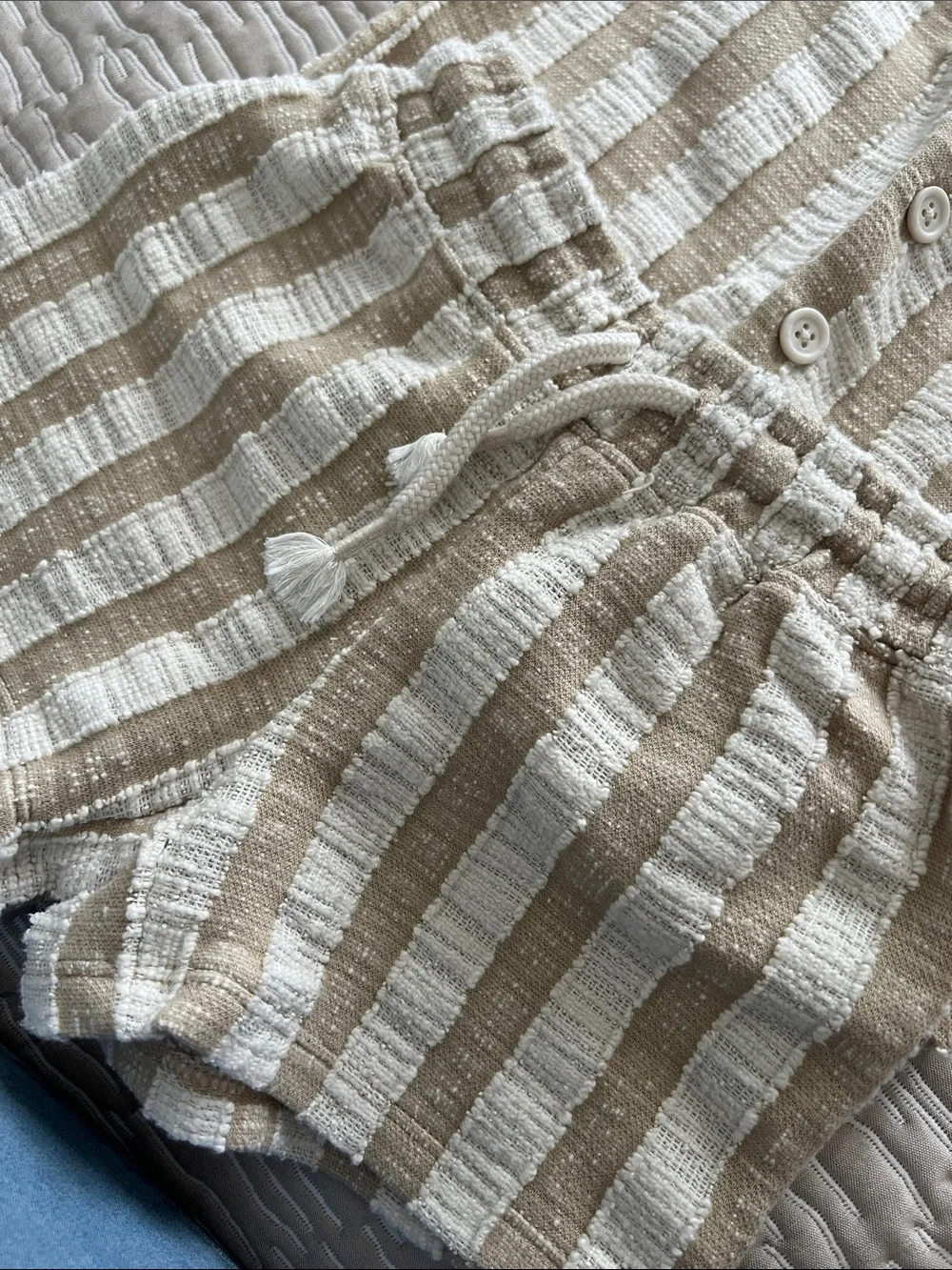 H&M Beige and White Striped Kids Set boys